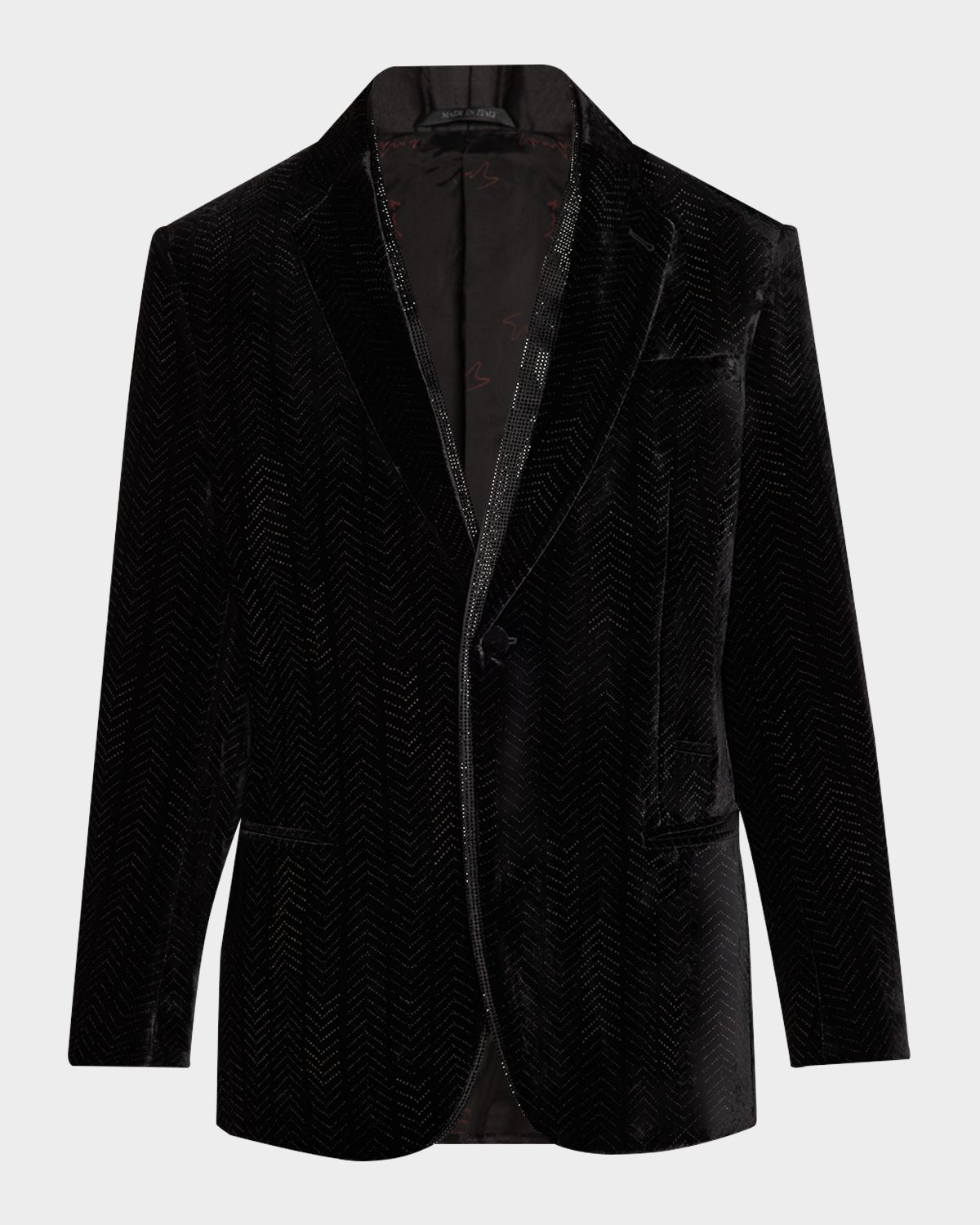 Giorgio Armani Men 's Velvet Fishbone-Print Dinner Jacket