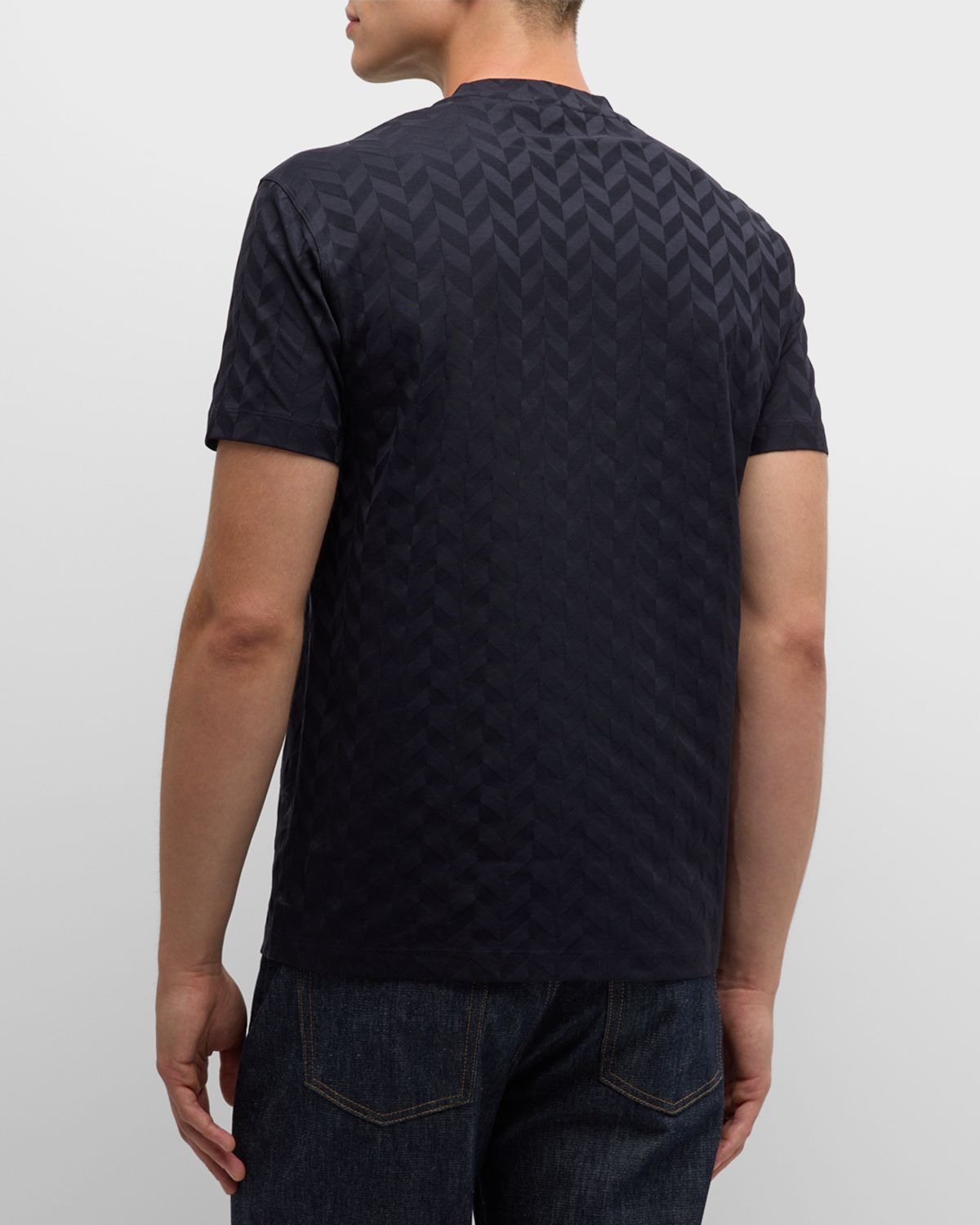 Emporio Armani Men 's Tonal Chevron Crewneck T-Shirt | Thumbnail 3 Emporio Armani Men 's Tonal Chevron Crewneck T-Shirt | Thumbnail 3