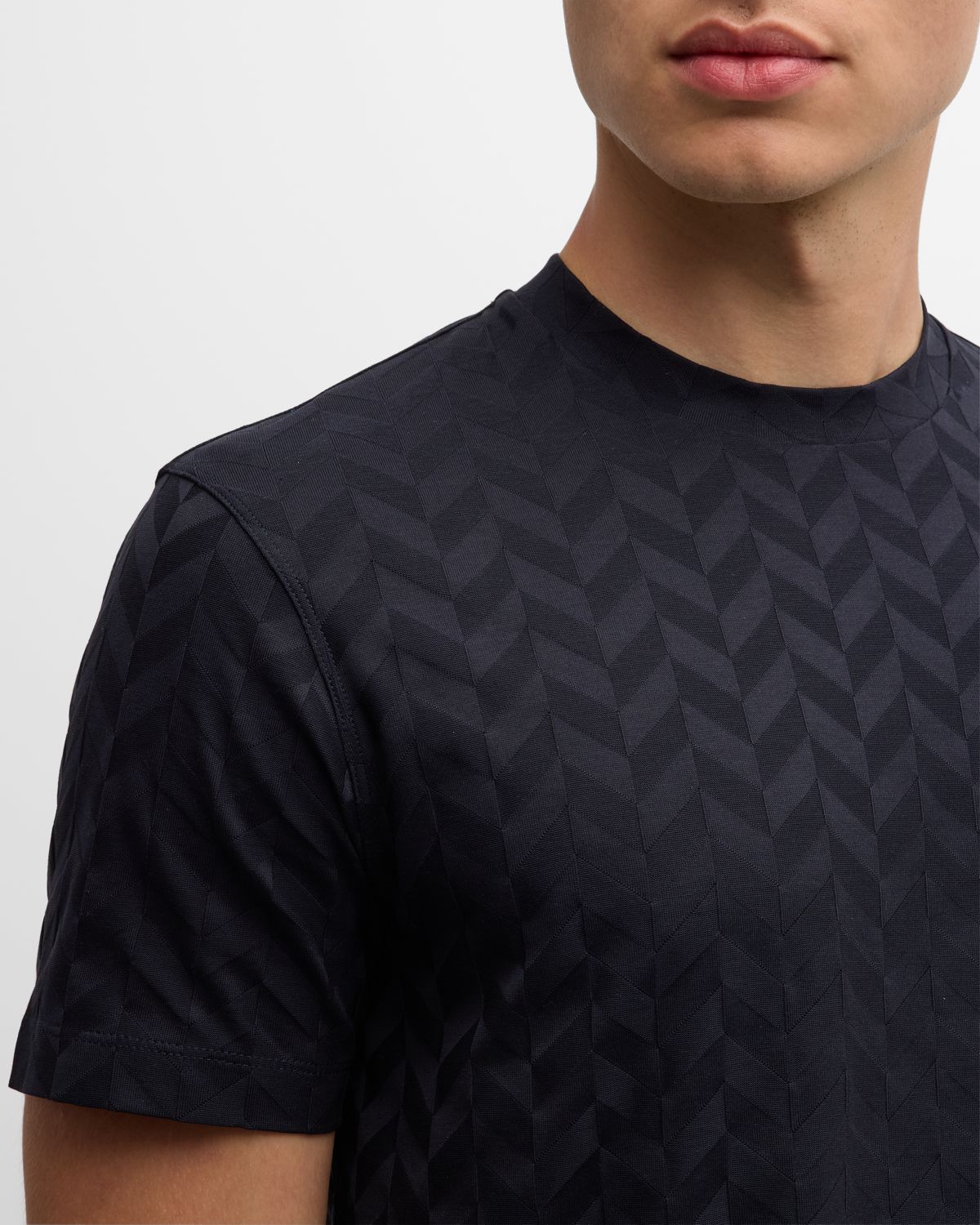Emporio Armani Men 's Tonal Chevron Crewneck T-Shirt | Thumbnail 7 Emporio Armani Men 's Tonal Chevron Crewneck T-Shirt | Thumbnail 7