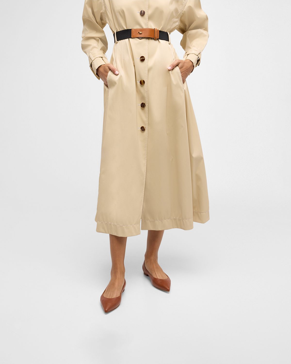 Manolo Blahnik Gala Lambskin Point-Toe Ballerina Flats