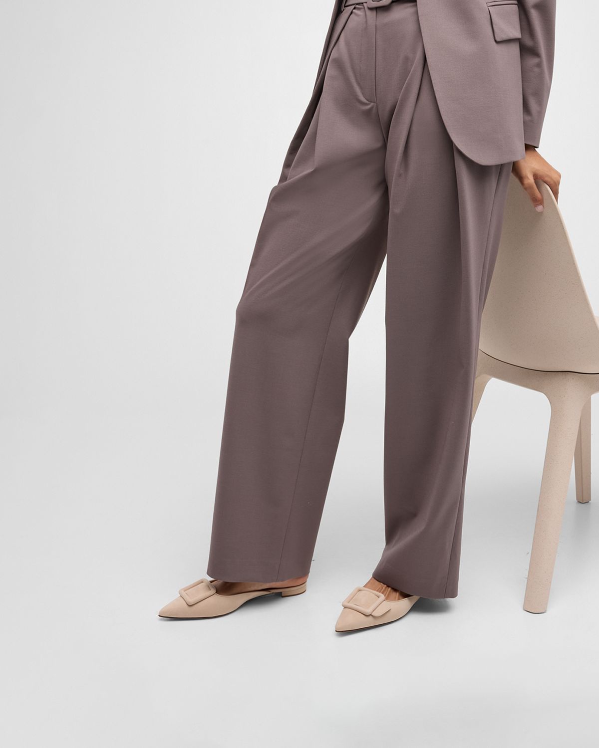 Manolo Blahnik Maysale Suede Buckle Ballerina Mules | Thumbnail 7