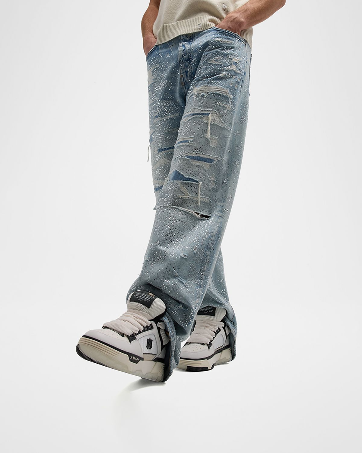 Amiri Men 's MA-1 Leather & Mesh Low-Top Sneakers