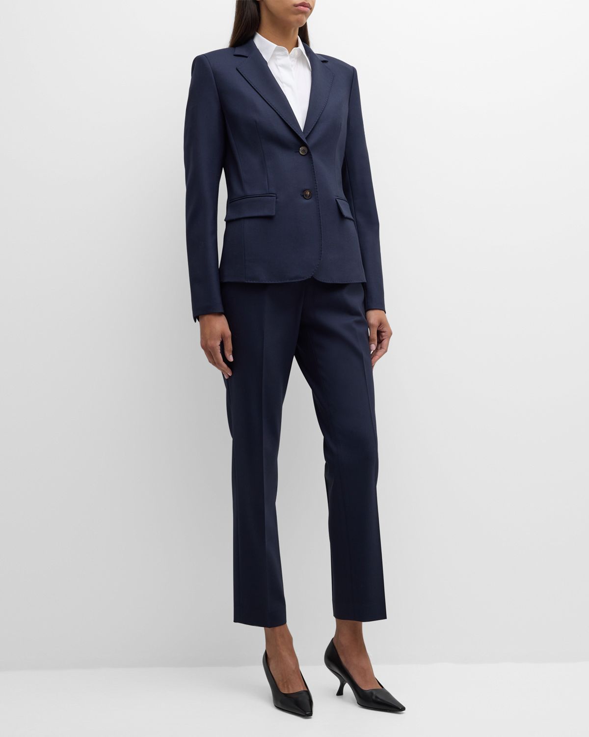 Lafayette 148 New York Pick Stitch Stretch Wool Blazer