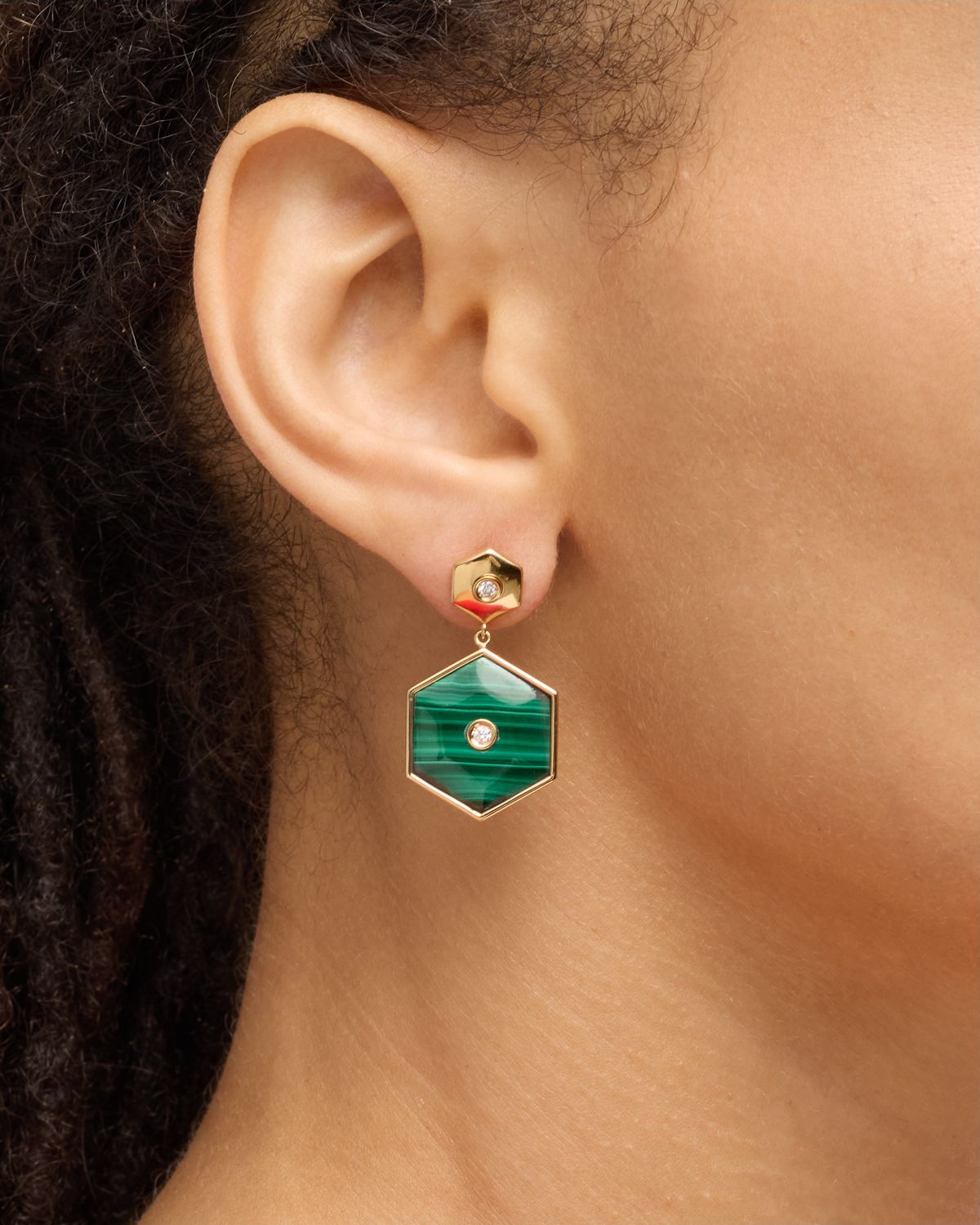 Miseno Baia Sommersa 18K Yellow Gold Malachite and Diamond Earrings