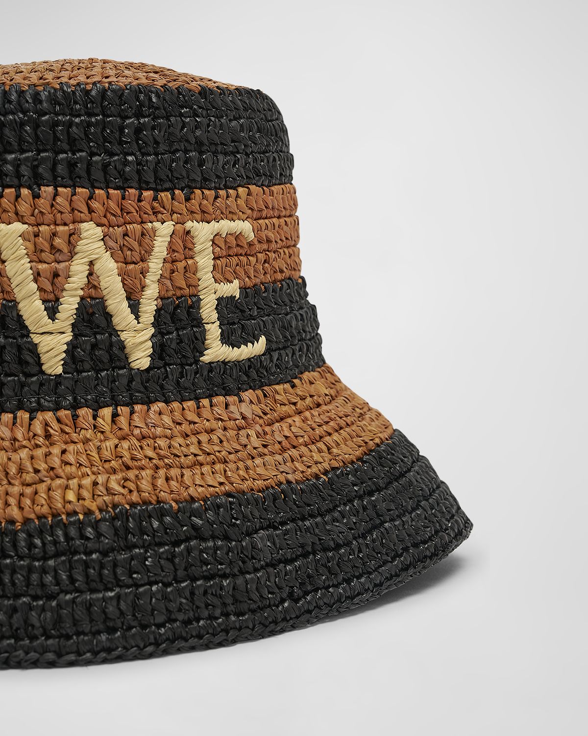 Loewe Striped Logo Raffia Bucket Hat