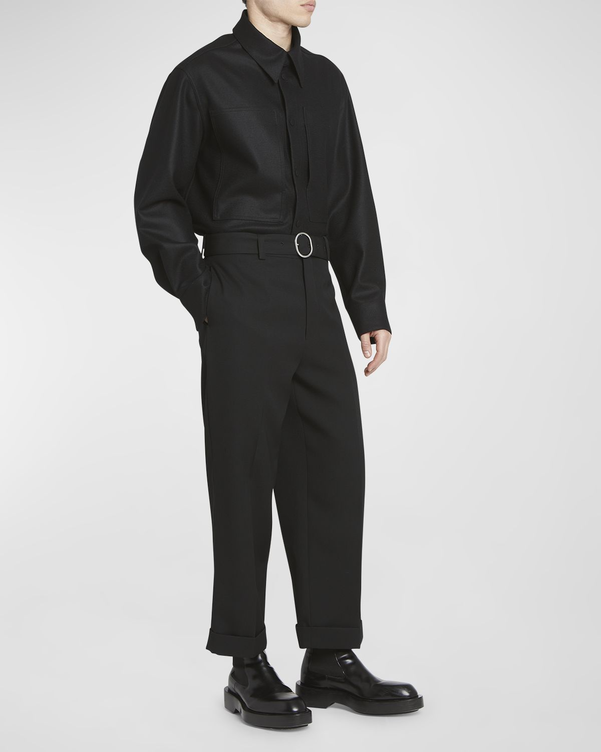 Jil Sander Men 's Belted Straight-Leg Cuffed Trousers