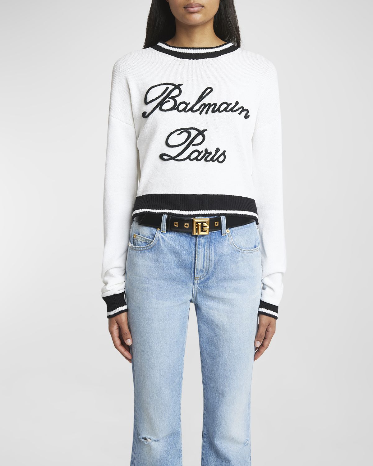 Balmain PB Monogram Patent Leather Belt