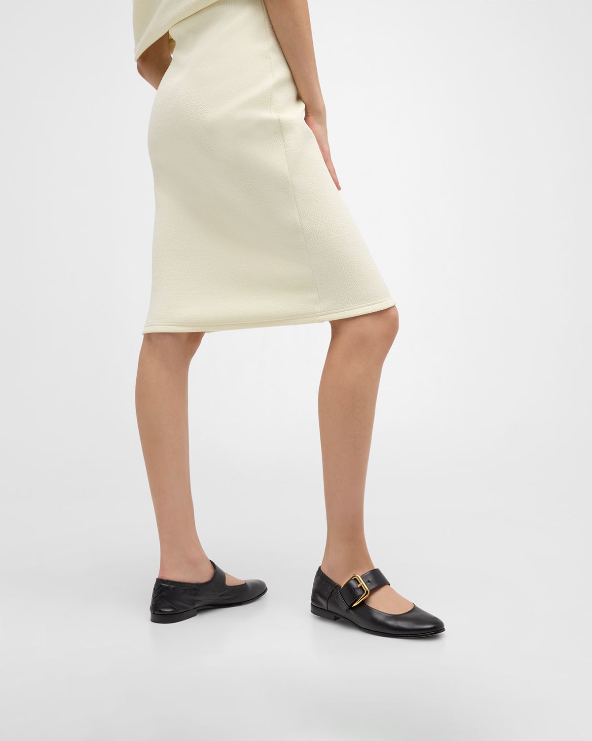 Bottega Veneta Astaire Leather Mary Jane Ballerina Flats