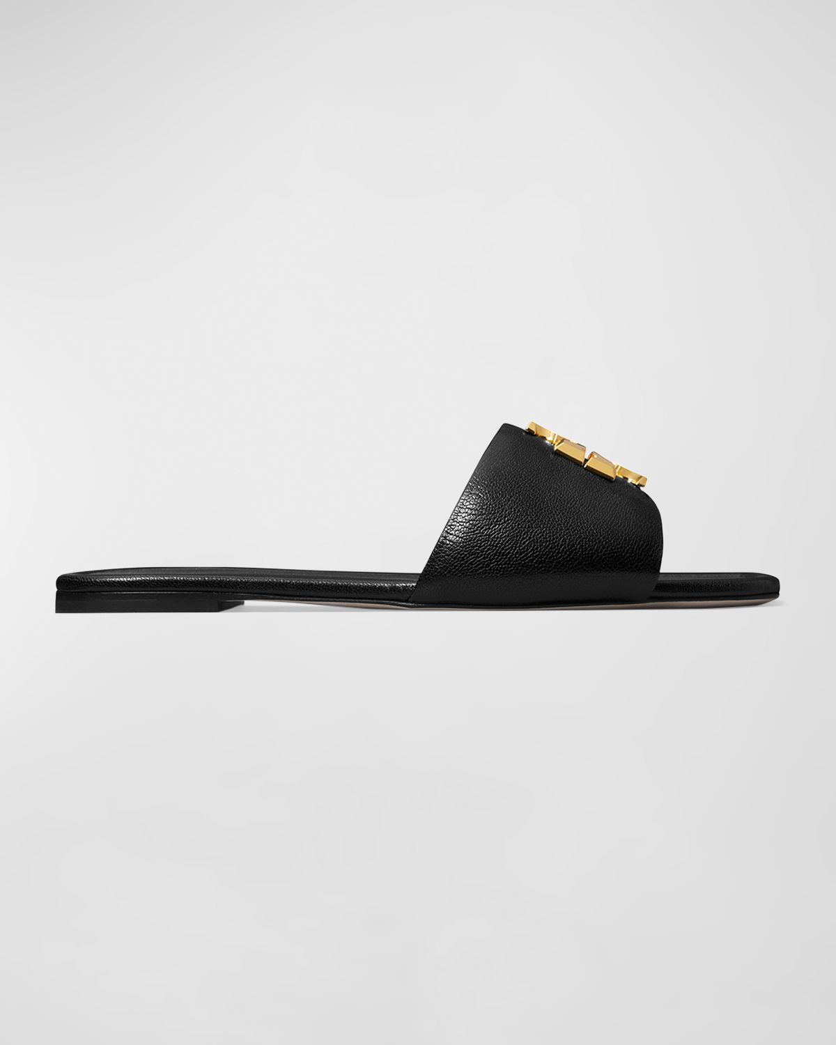 Tory Burch Eleanor Leather Medallion Flat Slide Sandals