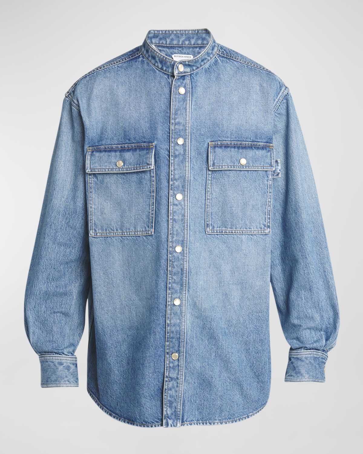 Bottega Veneta Men 's Eco-Wash Denim Snap-Front Shirt