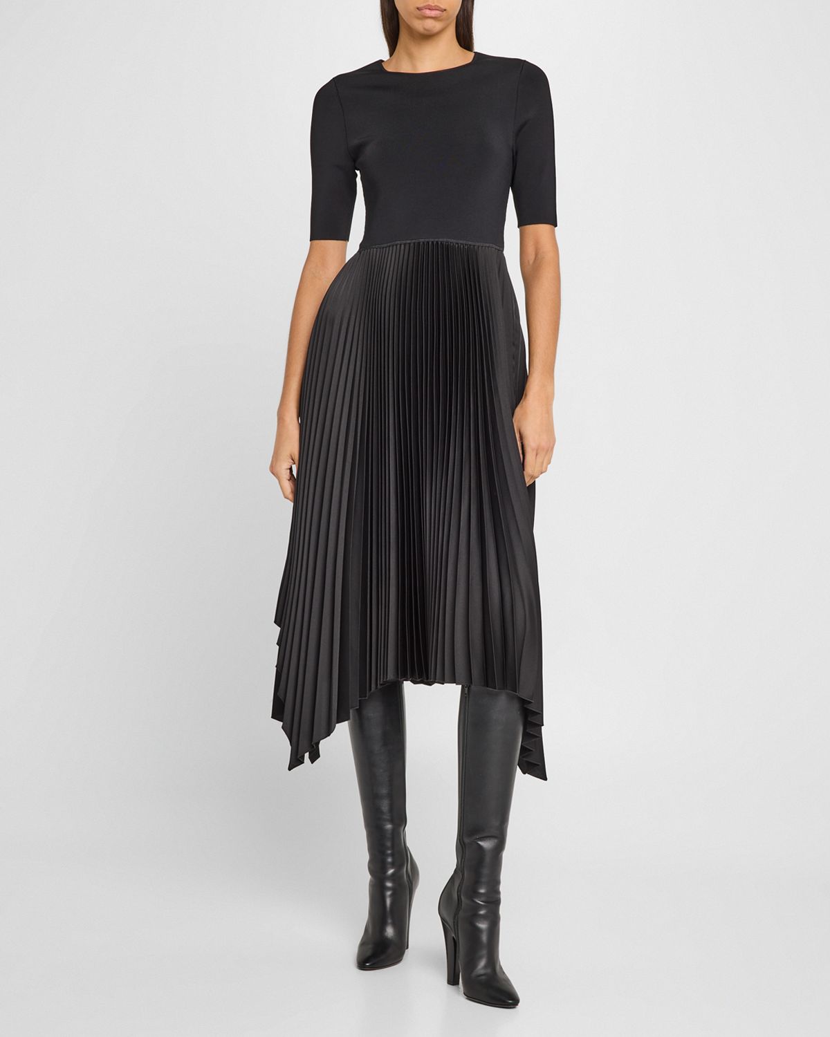 Joseph Darno Pleated Handkerchief Midi Dress