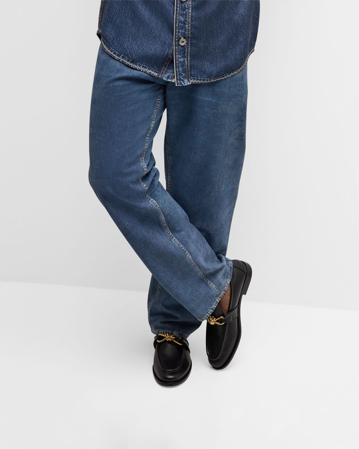 Bottega Veneta Men 's Astaire Metallic Knot Napa Loafers