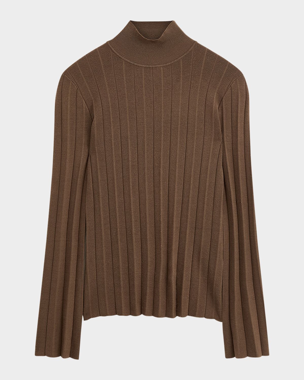 Joseph Mock-Neck Silk Stretch Plisse Sweater