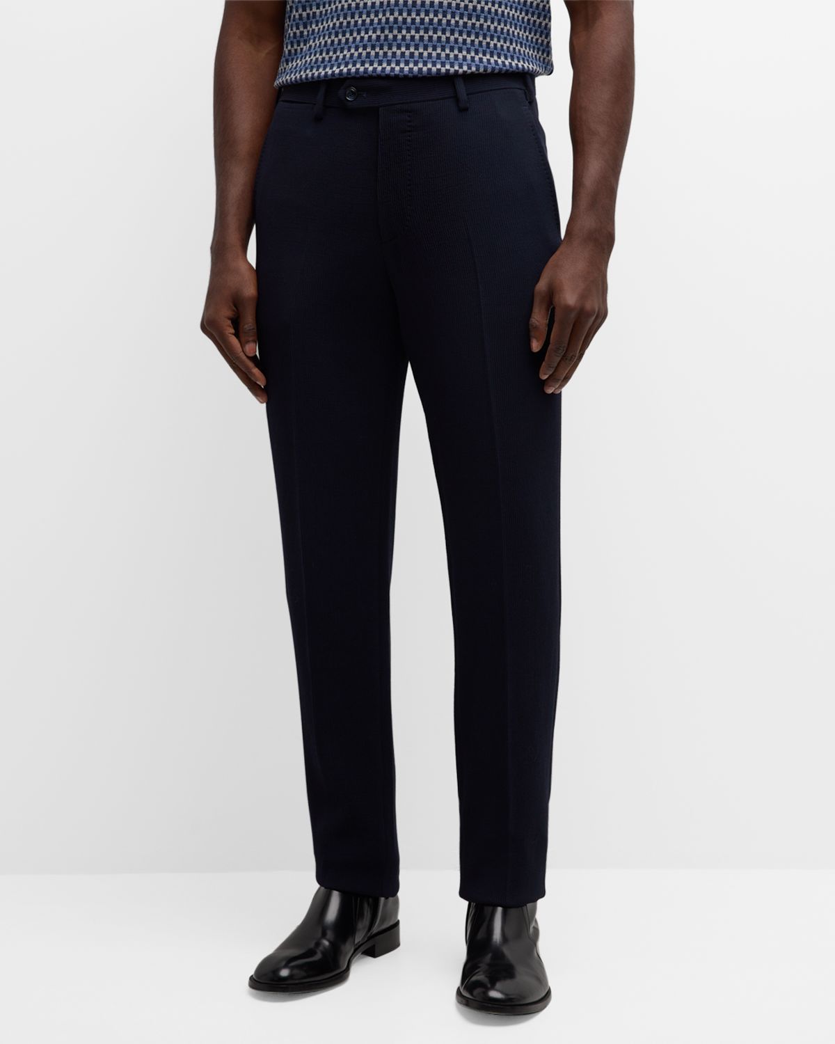Giorgio Armani Men 's Cannete Effect Flat-Front Trousers