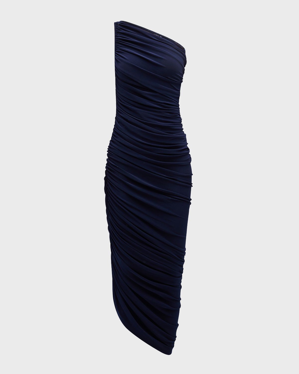 Norma Kamali Diana Shirred One-Shoulder Gown