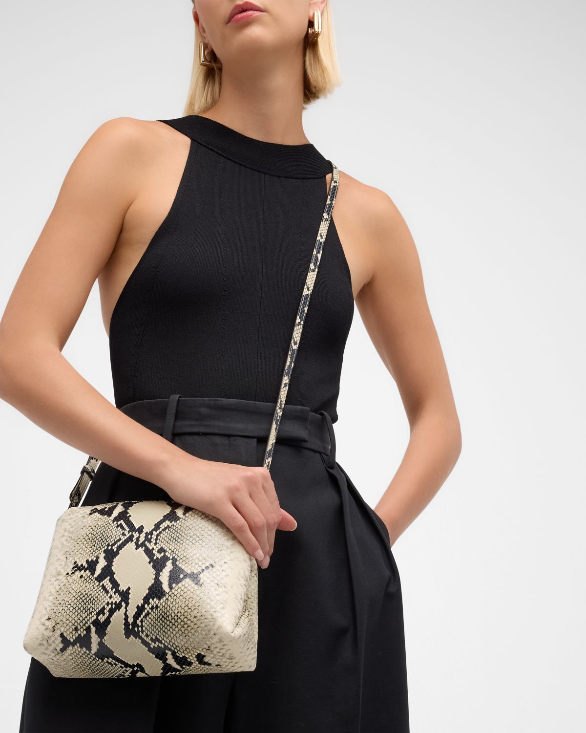 Khaite Lina Medium Python-Embossed Leather Crossbody Bag