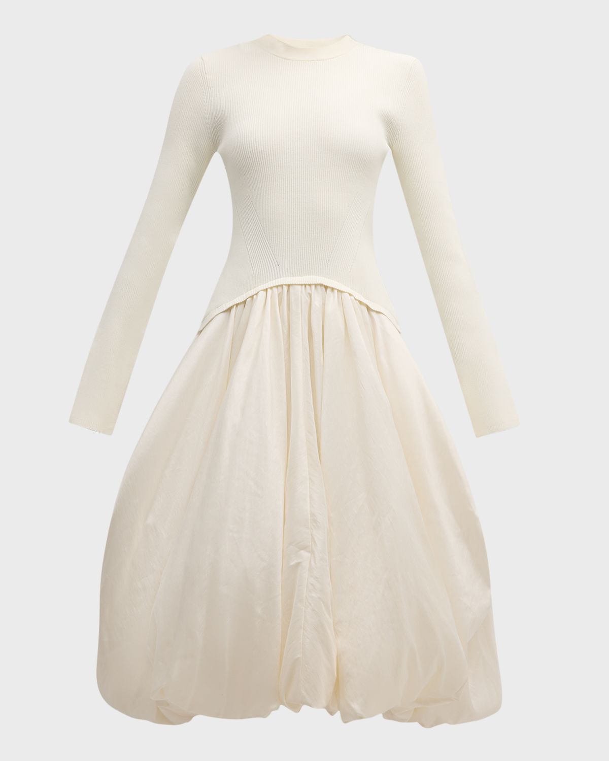 SIMKHAI Kenlie Mixed Media Bubble Midi Dress