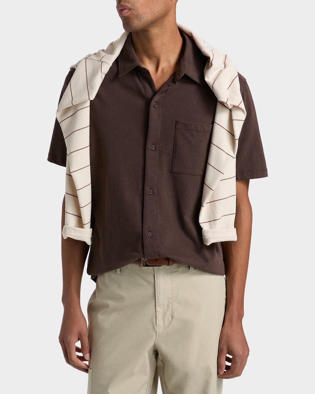 Vince Men 's Sueded Jersey Button-Down Shirt | Thumbnail 4 Vince Men 's Sueded Jersey Button-Down Shirt | Thumbnail 4