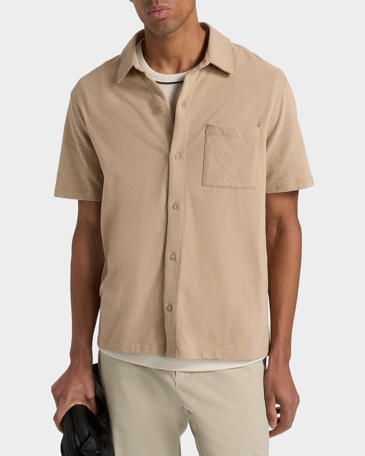 Vince Men 's Sueded Jersey Button-Down Shirt | Thumbnail 4 Vince Men 's Sueded Jersey Button-Down Shirt | Thumbnail 4