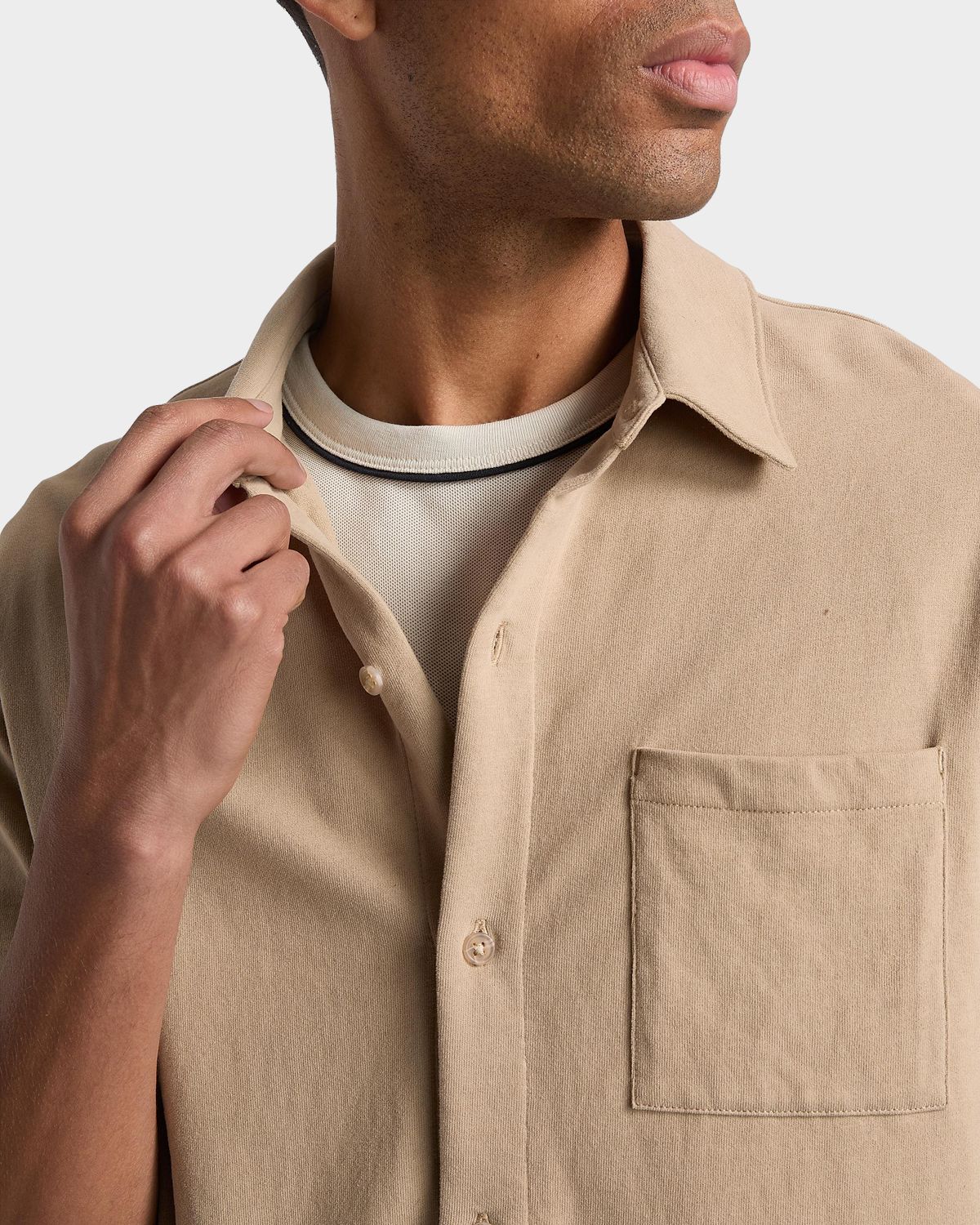 Vince Men 's Sueded Jersey Button-Down Shirt | Thumbnail 5 Vince Men 's Sueded Jersey Button-Down Shirt | Thumbnail 5
