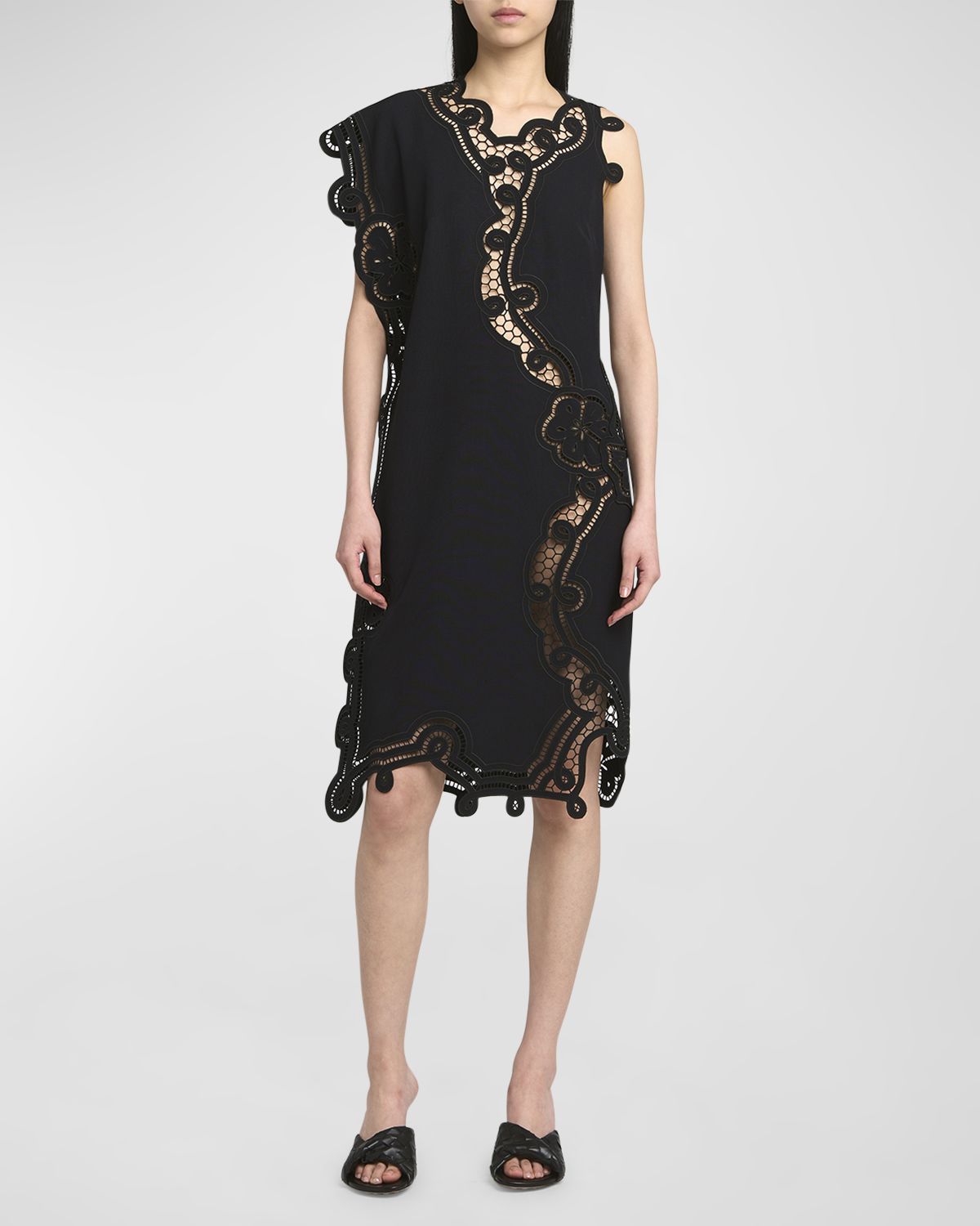 Bottega Veneta Floral Cutwork Embroidered Shift Dress