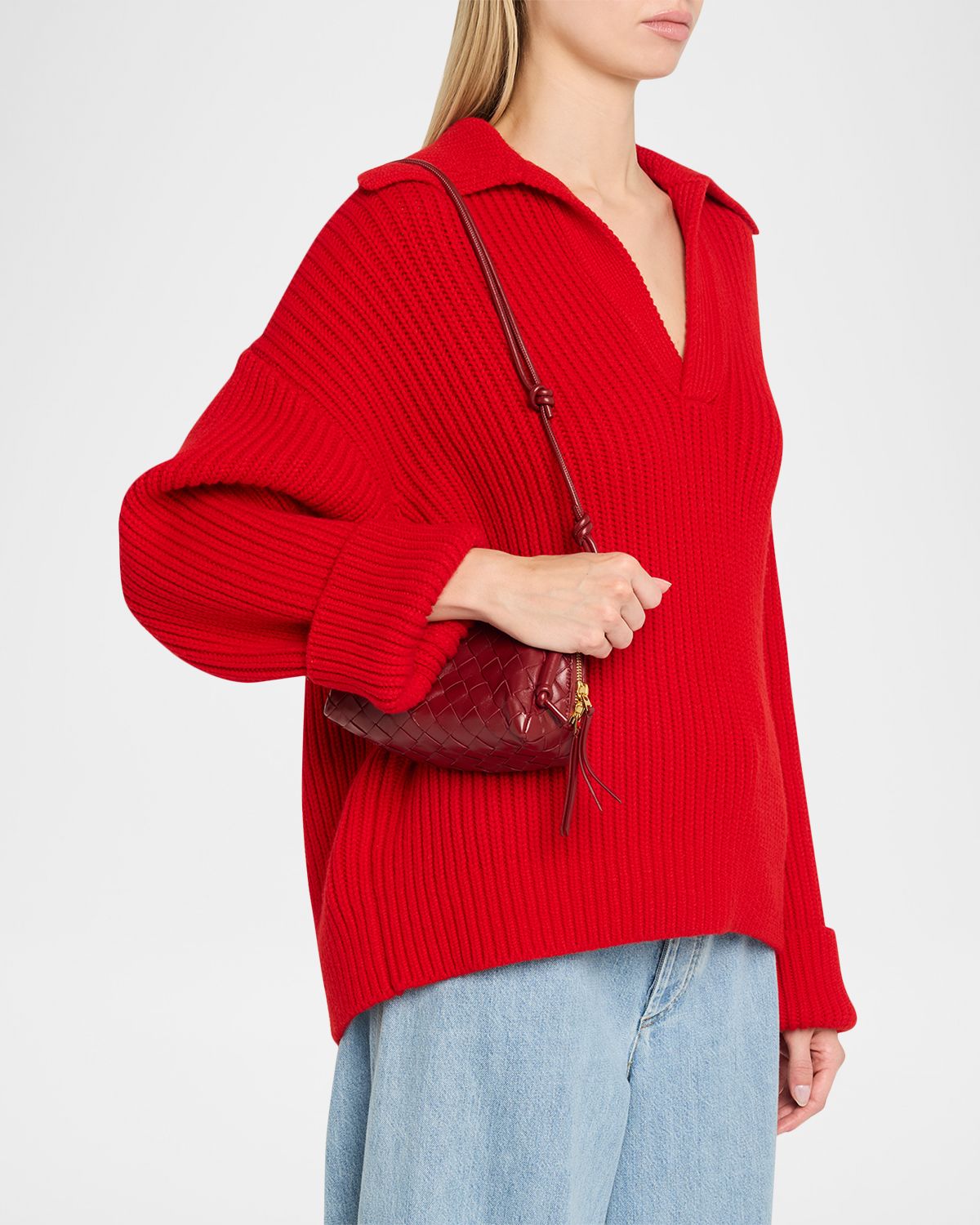 Bottega Veneta Zip Leather Pouch Shoulder Bag