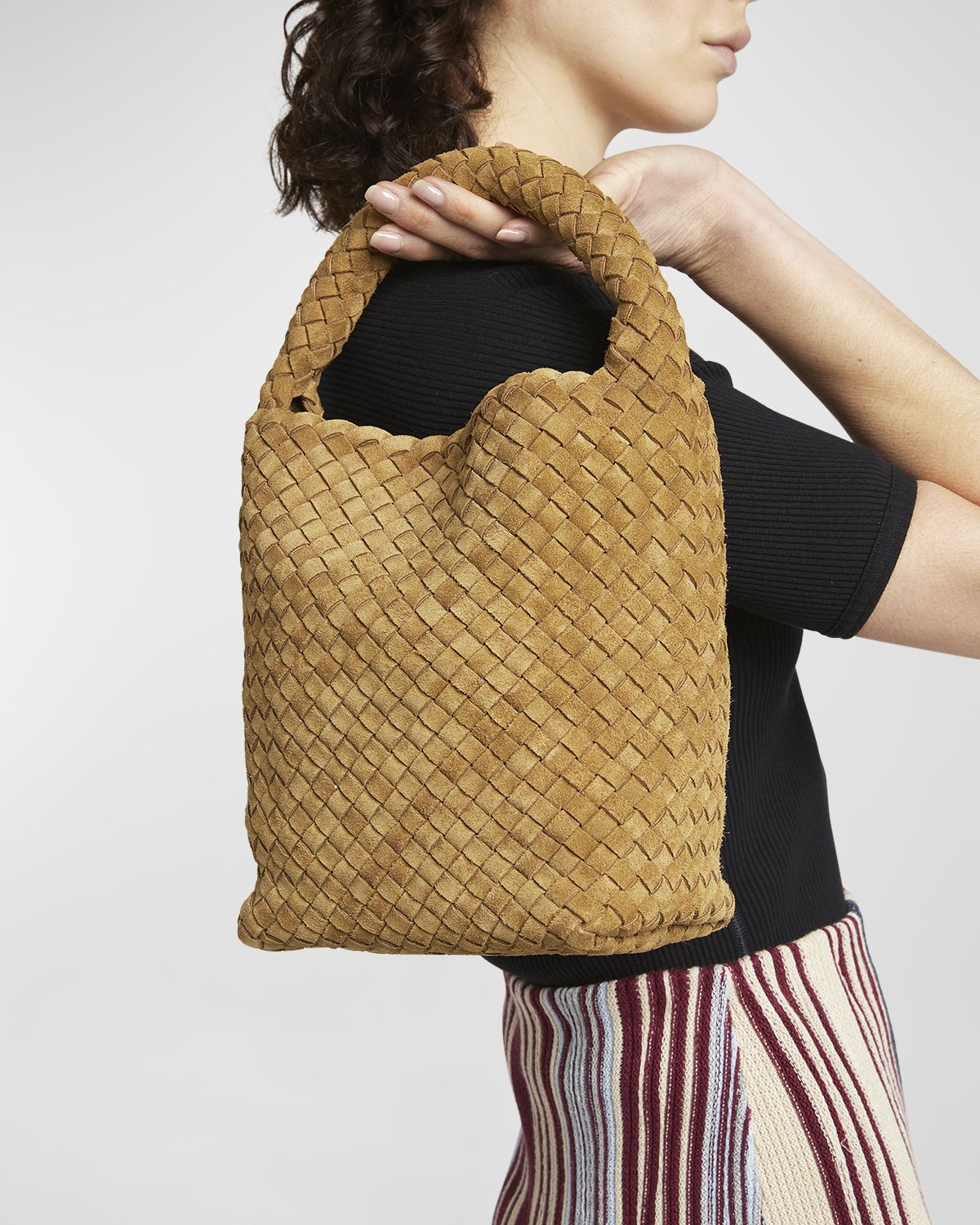 Bottega Veneta Cabat Suede Cashmere Bucket Bag