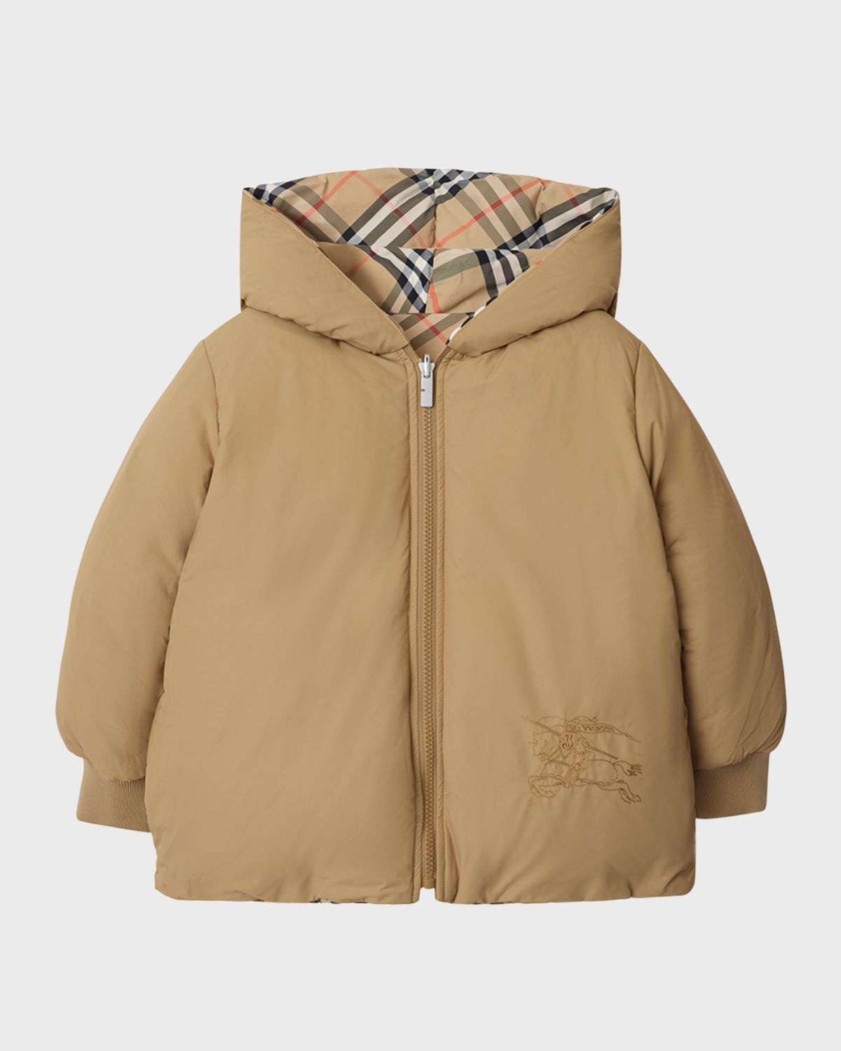 Burberry Kid 's Check-Print Reversible Jacket, Size 3-