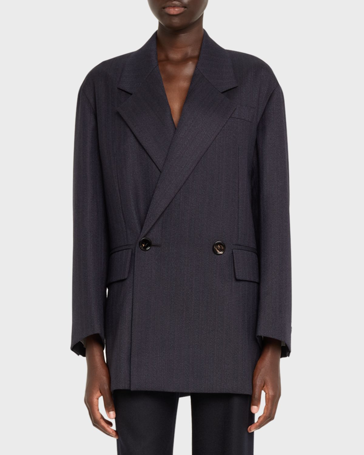Bottega Veneta Subtle Stripe Double-Breasted Wool Jacket