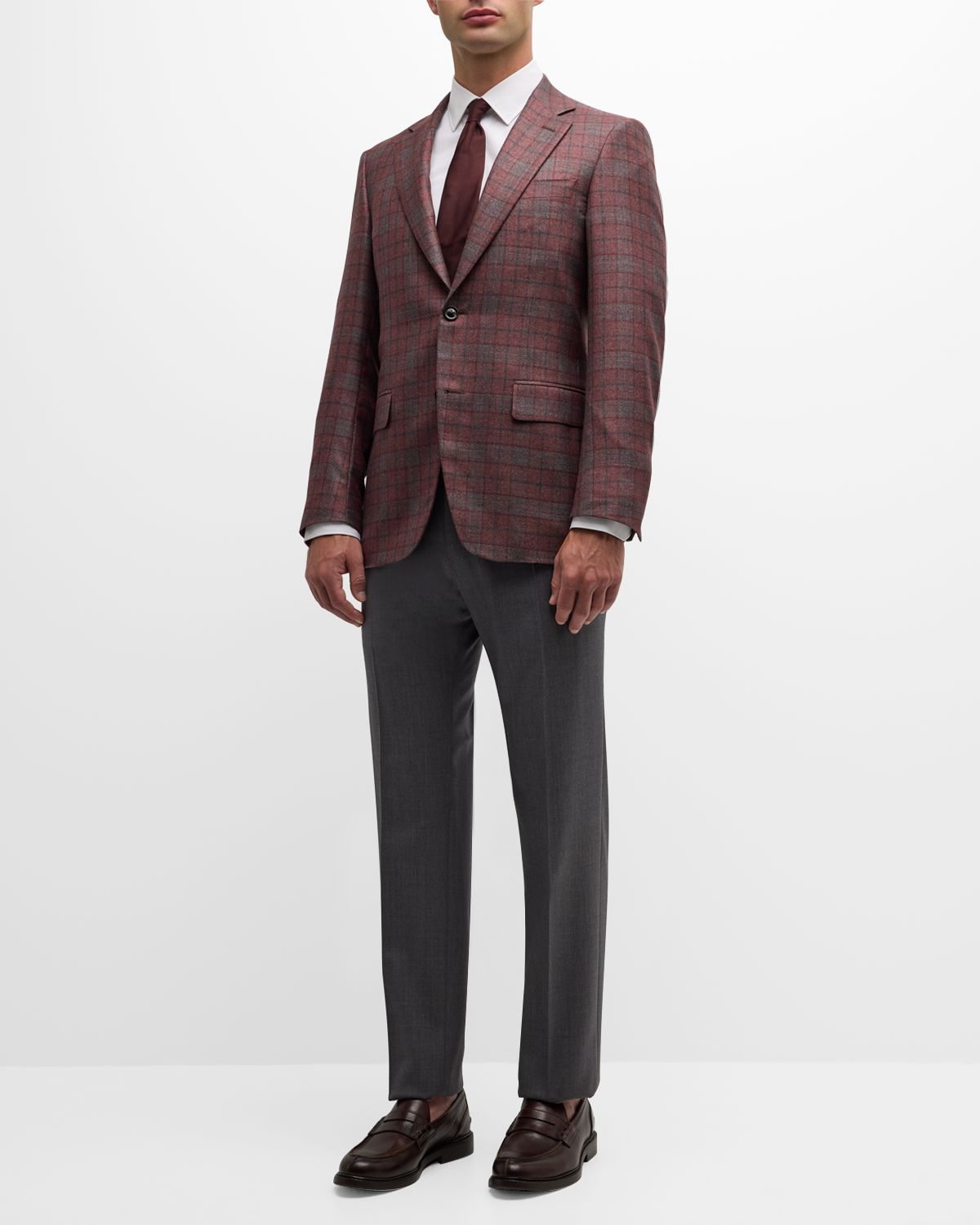 Canali Men 's Silk-Wool Plaid Sport Coat