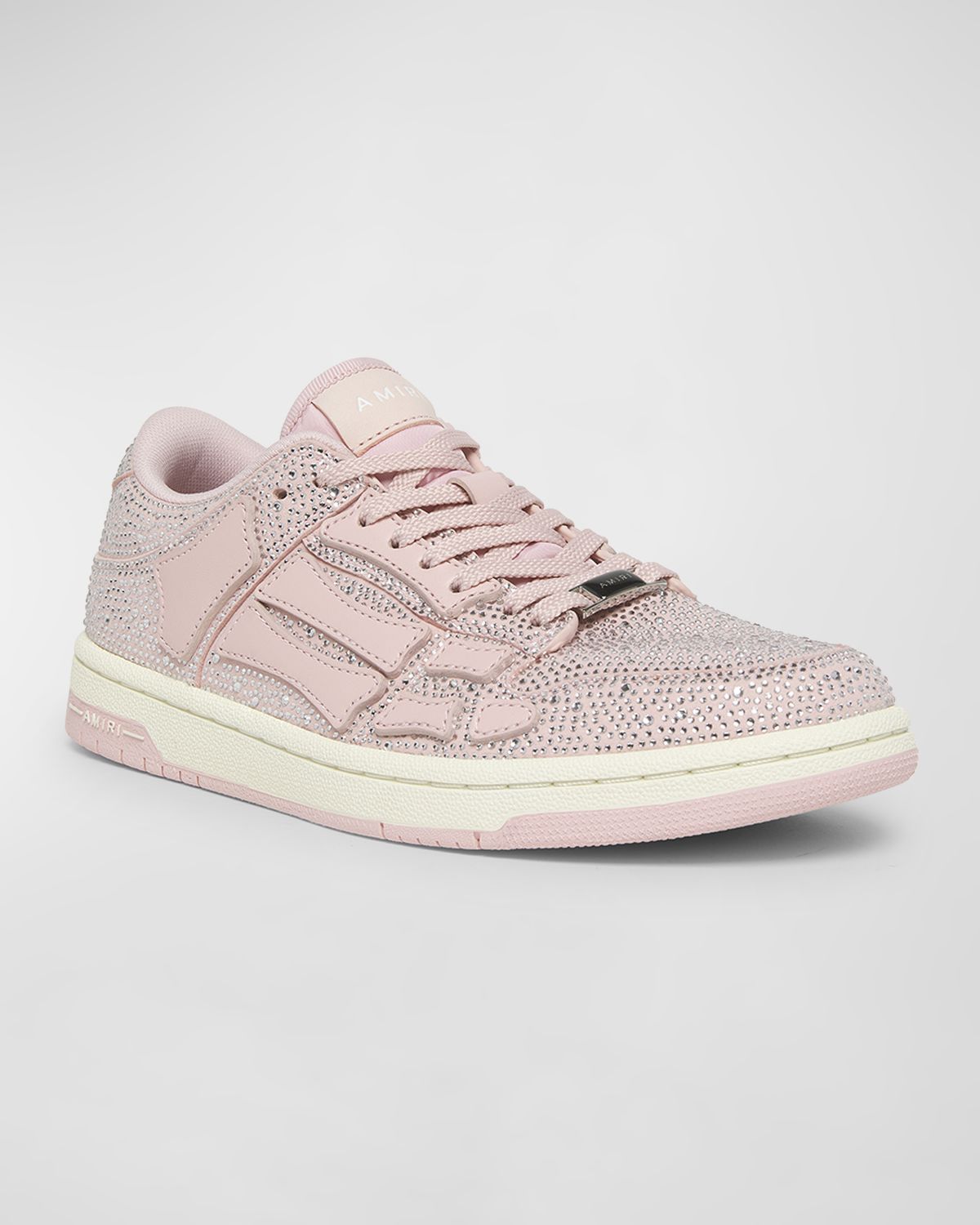 Amiri Skel Crystal Leather Low-Top Sneakers