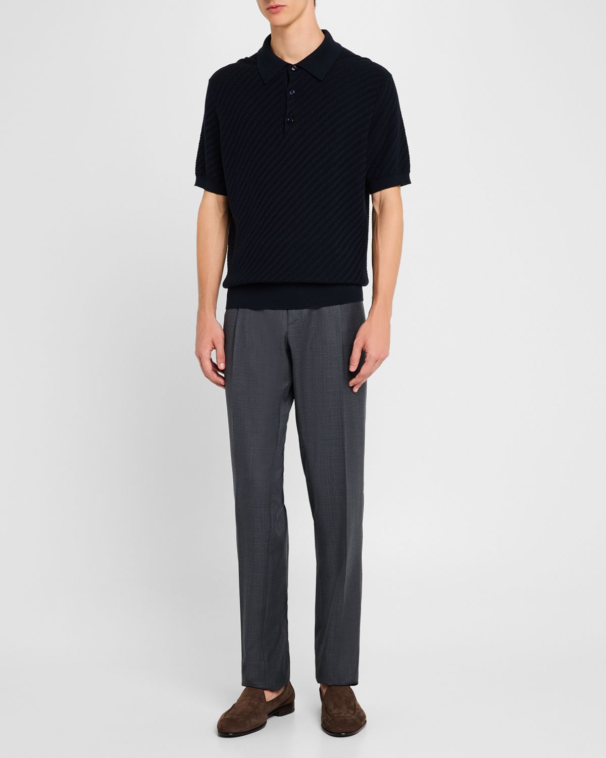Brioni Men 's Textured Wool Dress Pants