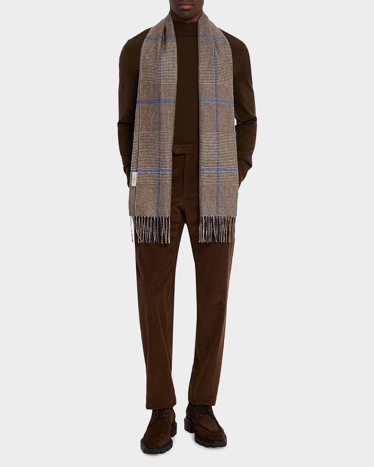 PIACENZA 1733 Men 's Illinois Silk and Cashmere Houndstooth Scarf
