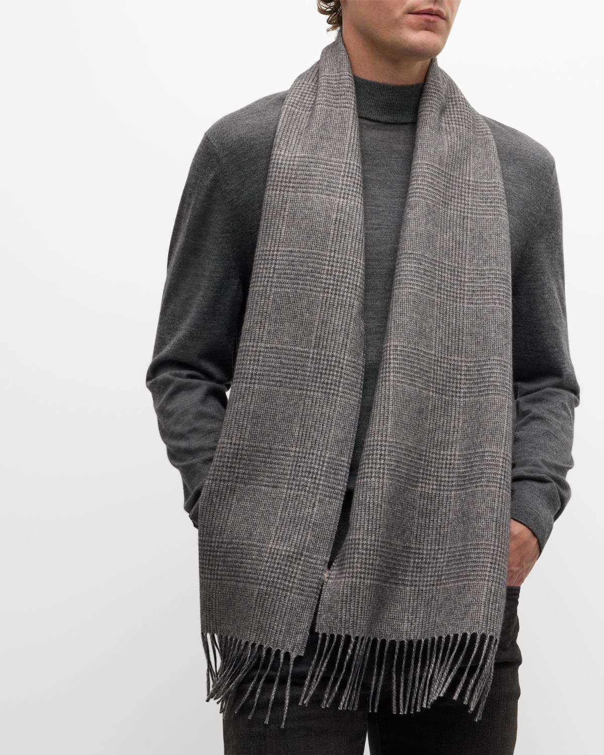 PIACENZA 1733 Men 's Dallas Silk-Cashmere Glen Check Scarf