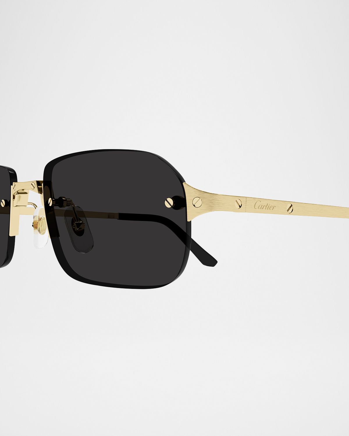 Cartier Men 's Metal Rimless Rectangle Sunglasses