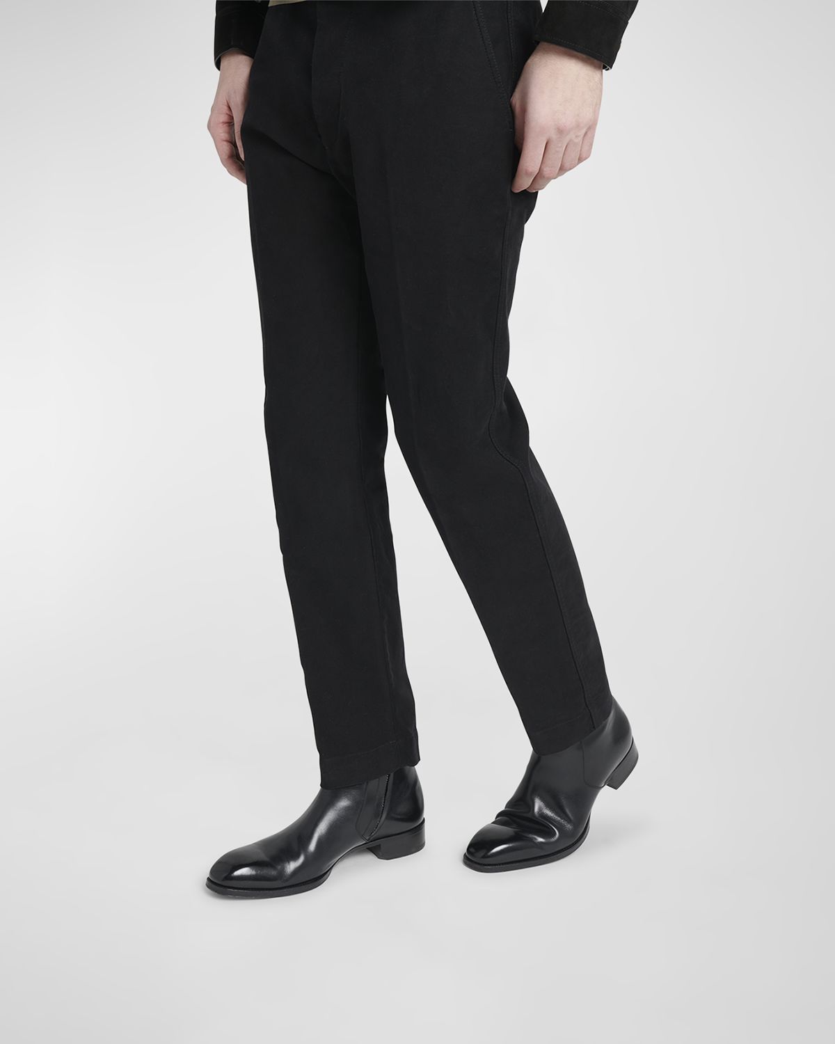 TOM FORD Men 's Elkan Burnished Leather Zip Boots