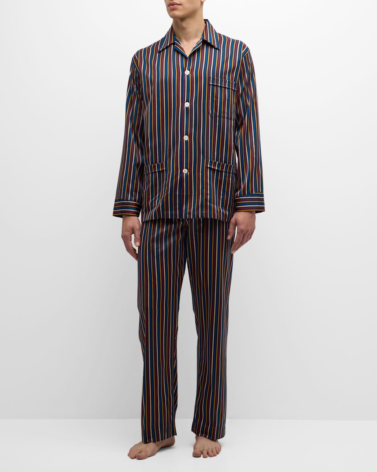 Derek Rose Men 's Wellington Striped Cotton Pajama Set
