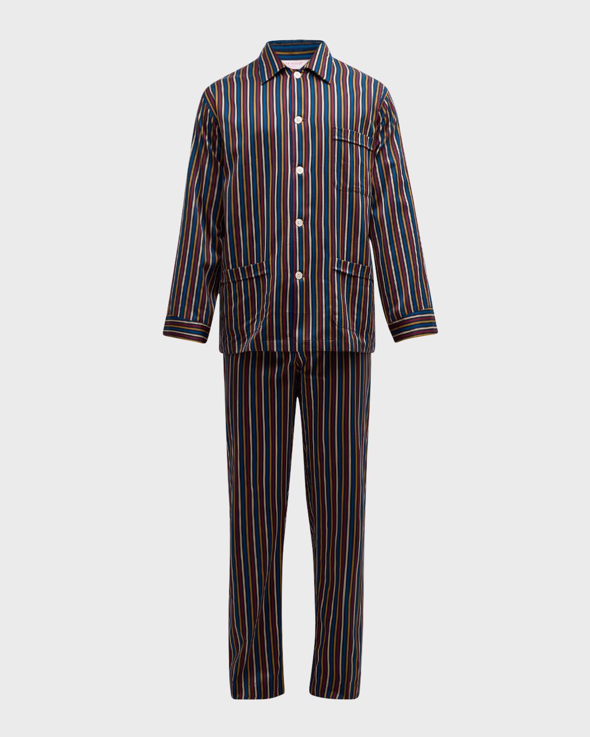 Derek Rose Men 's Wellington Striped Cotton Pajama Set