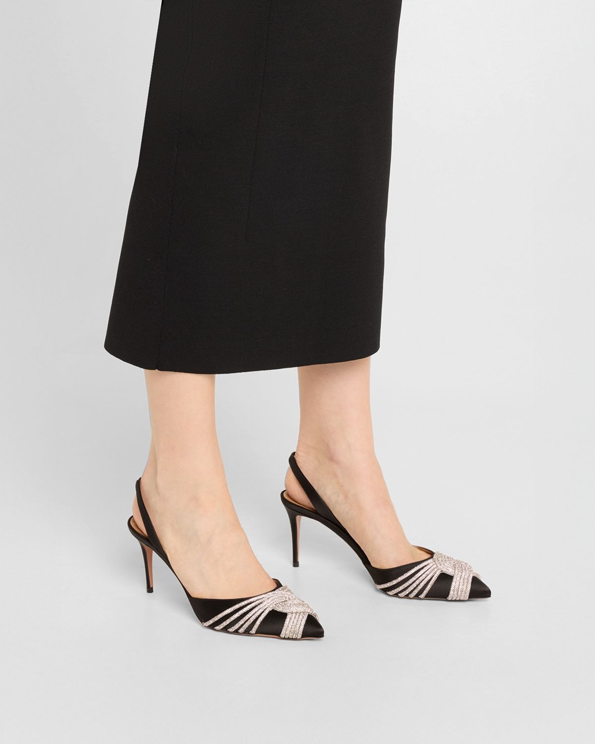 Aquazzura Satin Gatsby Slingback Pumps