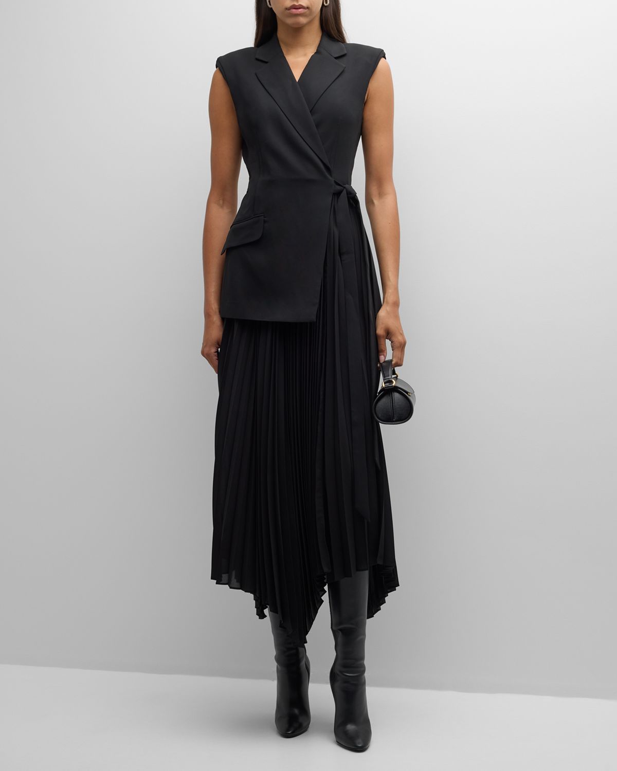 SIMKHAI Helena Combo Blazer Sleeveless Midi Dress