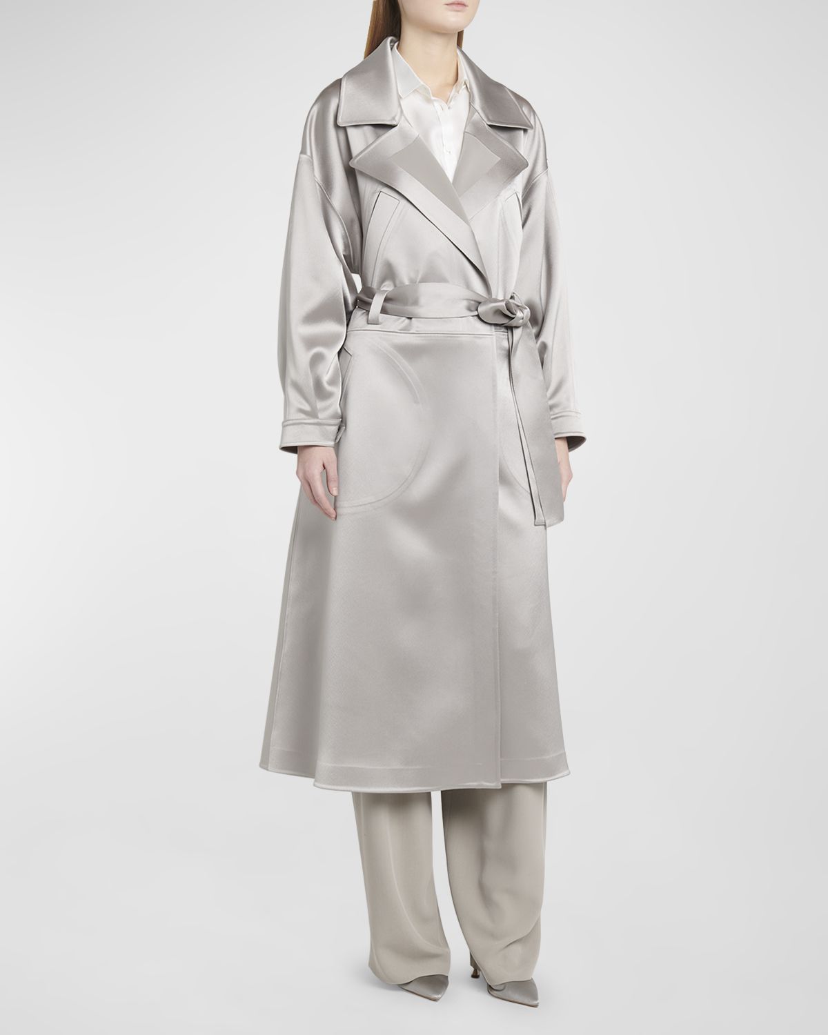 Giorgio Armani Shiny Belted Trench Coat | Thumbnail 7