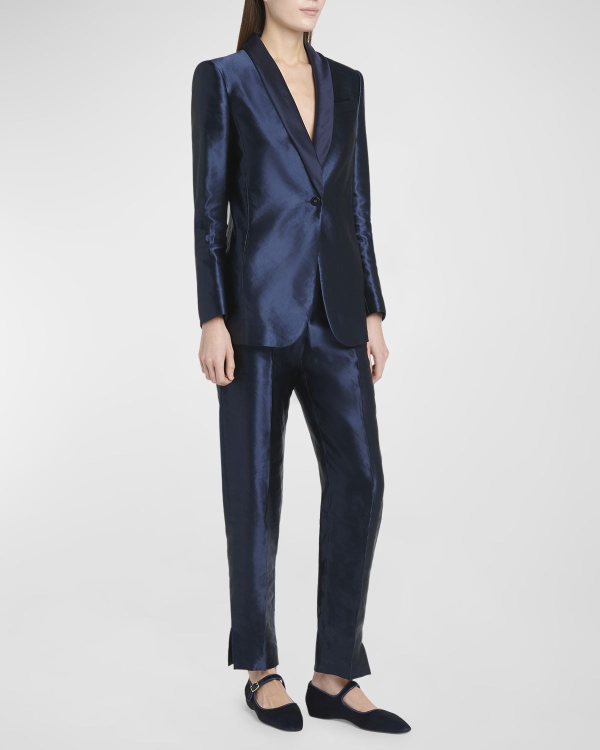 Giorgio Armani Linen Silk Single-Button Blazer Jacket | Thumbnail 7