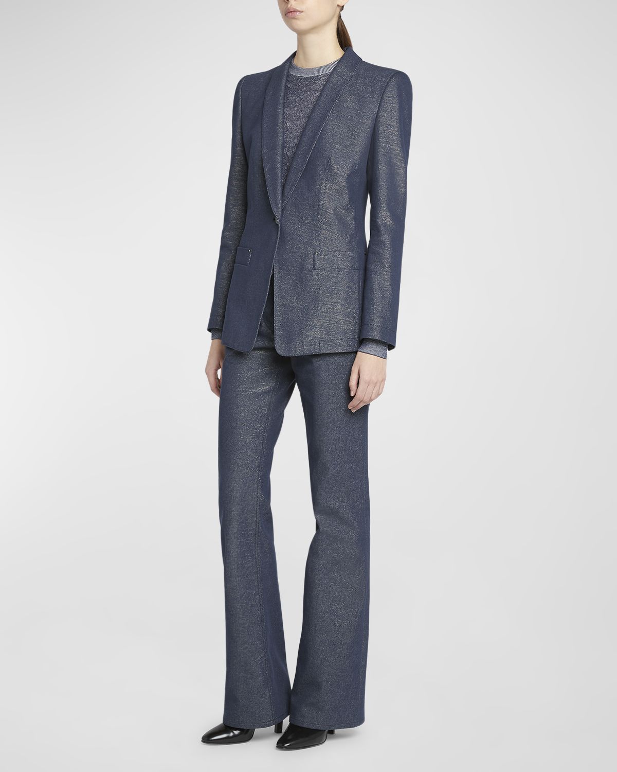 Giorgio Armani Single-Button Denim Blazer Jacket | Thumbnail 7