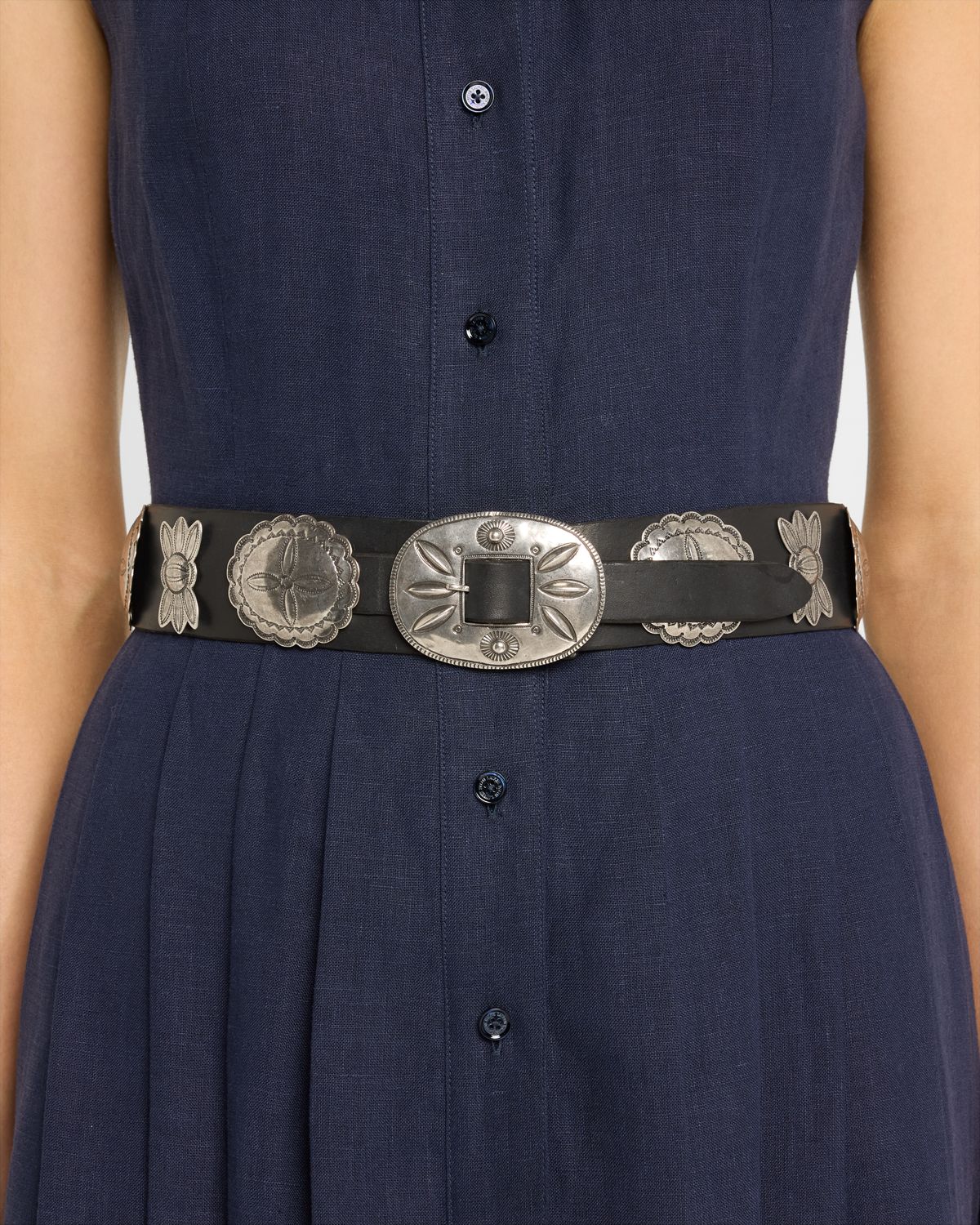 Ralph Lauren Collection Vacchetta Concho Leather Belt