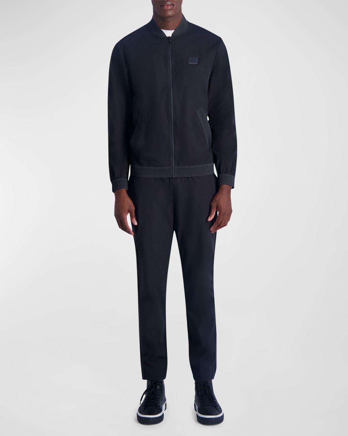 Karl Lagerfeld Paris Men 's Track Jacket with Mesh Trim