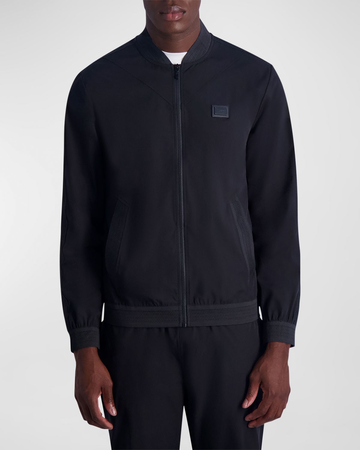 Karl Lagerfeld Paris Men 's Track Jacket with Mesh Trim