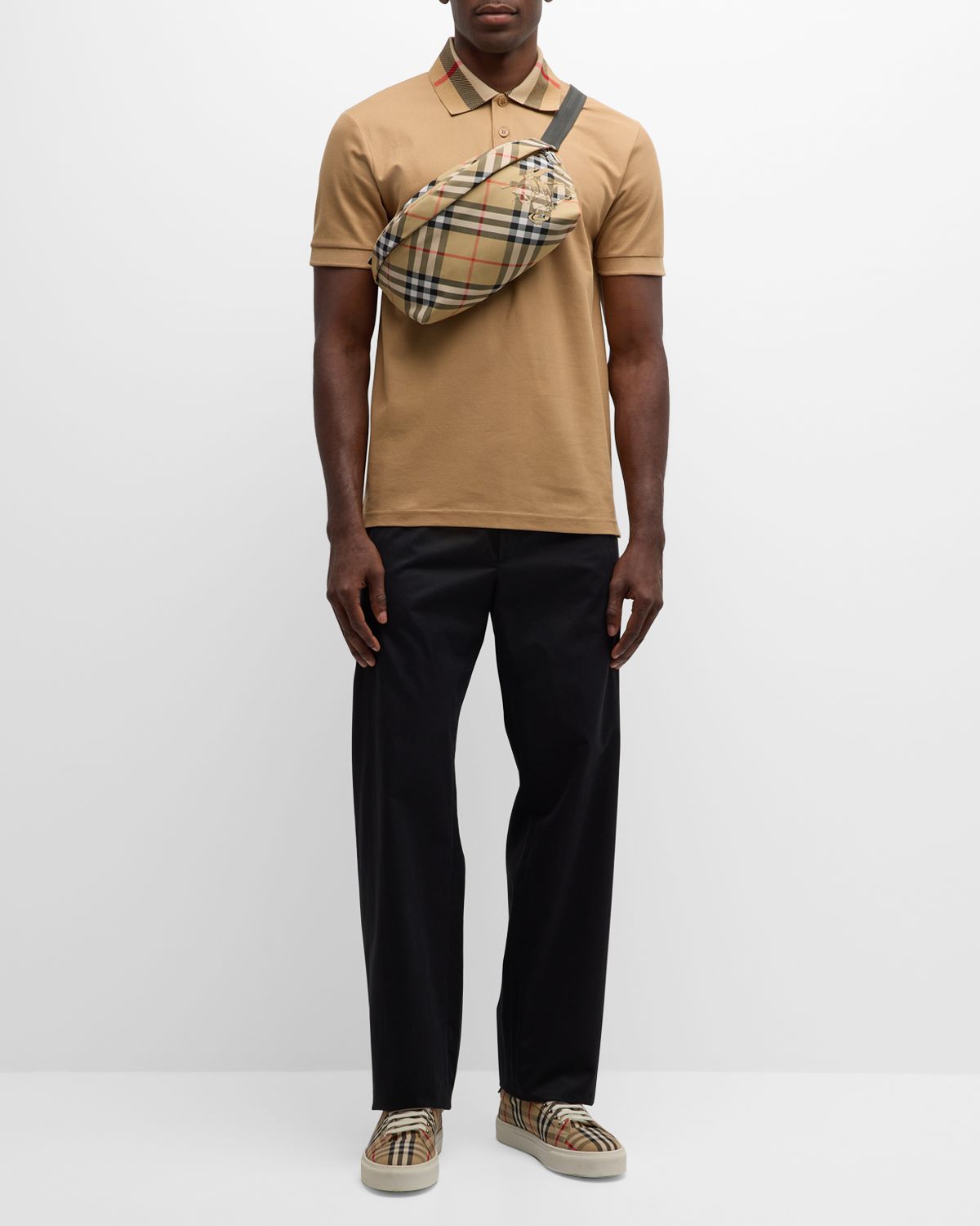 Burberry Men 's Cody Check-Collar Polo Shirt