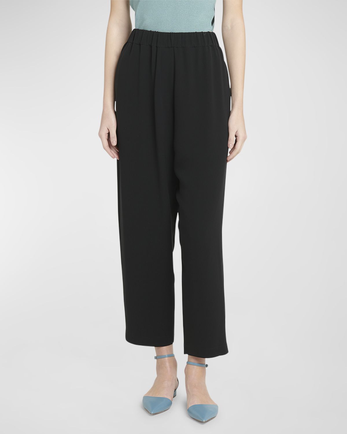 Giorgio Armani Mid-Rise Relaxed Straight-Leg Ankle Silk Cady Pants