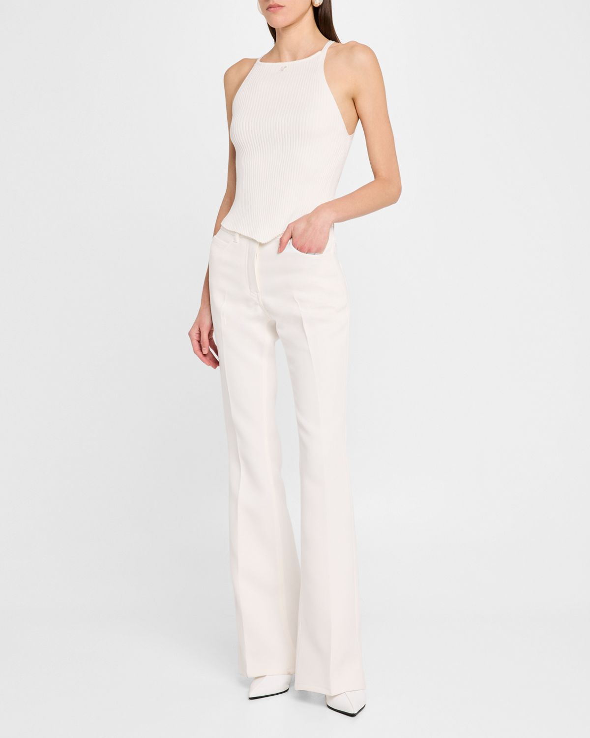 Courreges Pointy Hemline Ribbed Knit Tank Top