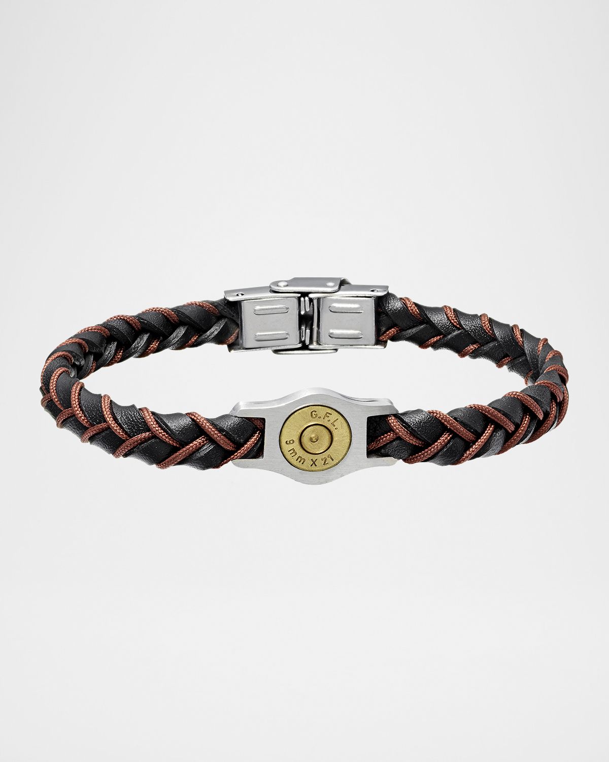Link Up Men 's Cartridge 2 Leather and Nylon Bracelet